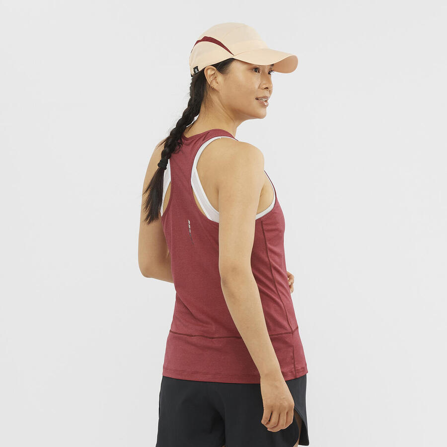 Salomon Cross Run Graphic Tank | Cabernet / Heather | Womens