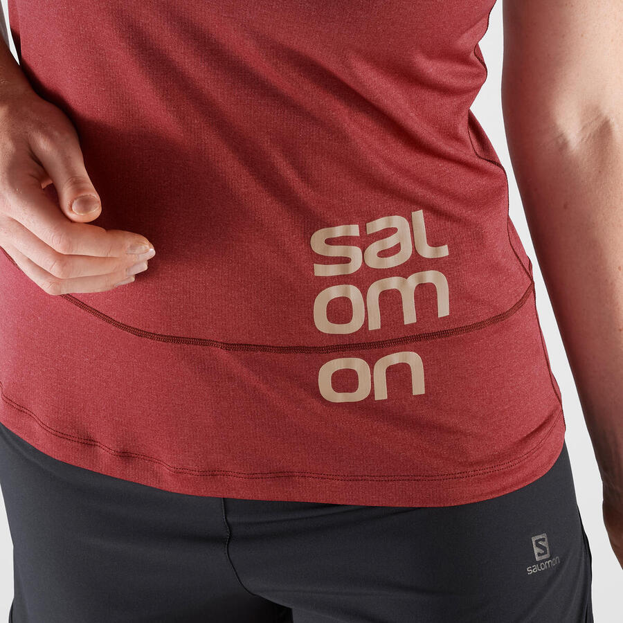 Salomon Cross Run Graphic Tank | Cabernet / Heather | Womens