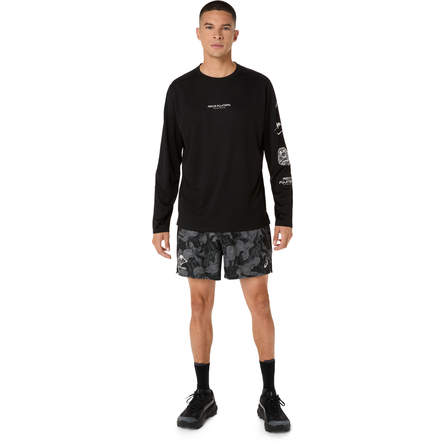 Asics Fujitrail All Over Print 5 Inch Short | Performance Black | Mens