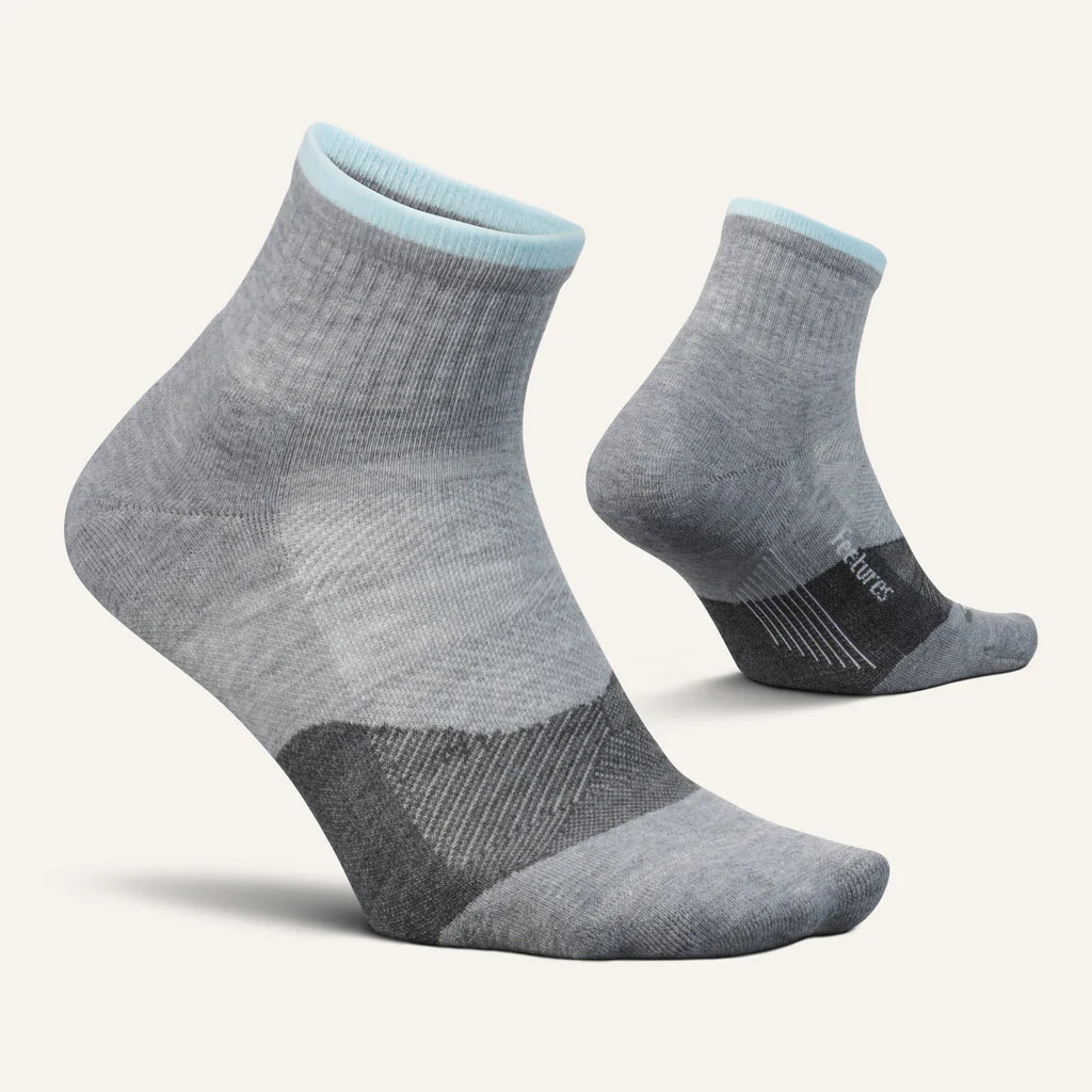 Feetures Trail | Max Cushion | Quarter Length | Light Grey