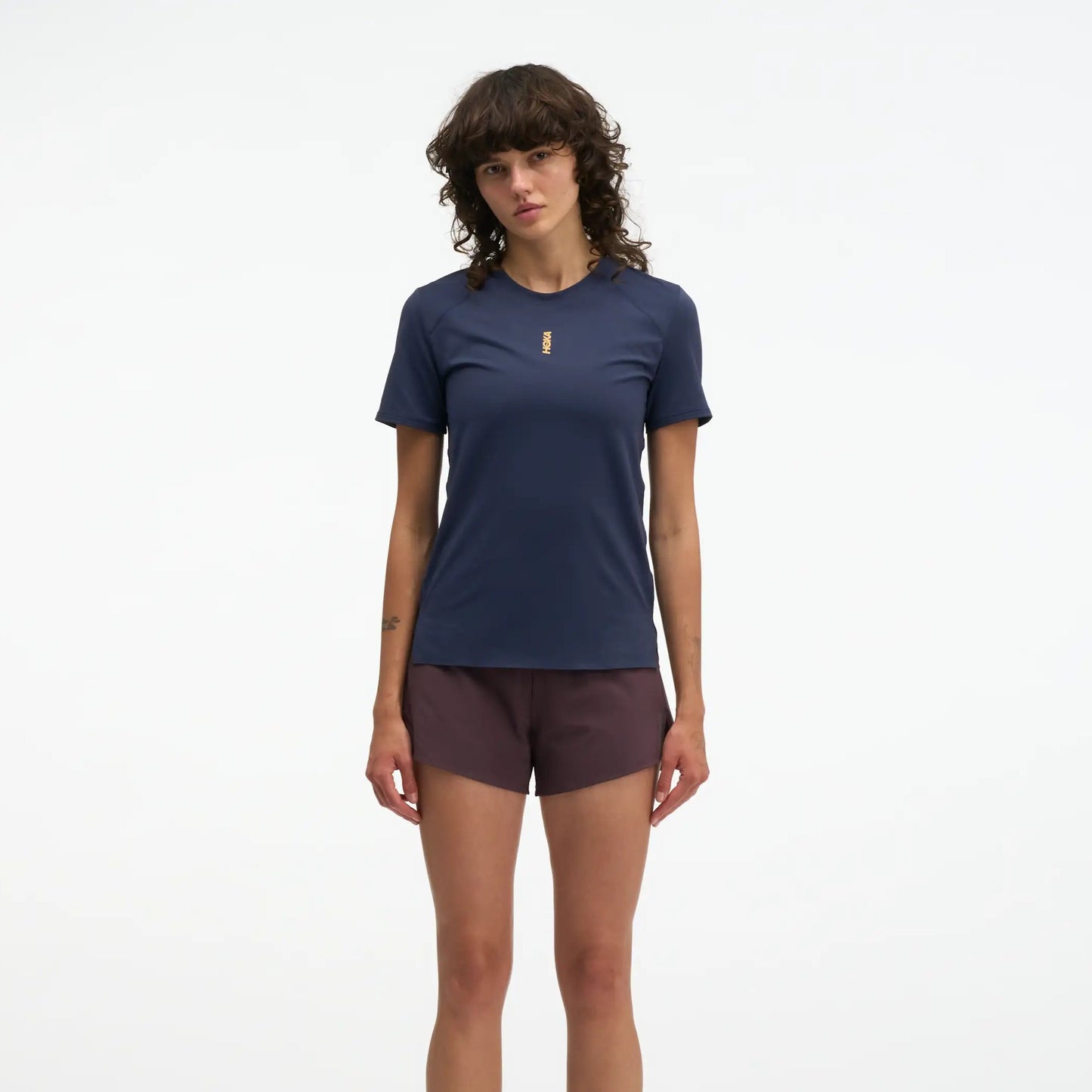 Hoka EveryRun Short Sleeve Tee | Varsity Navy / Gold | Womens