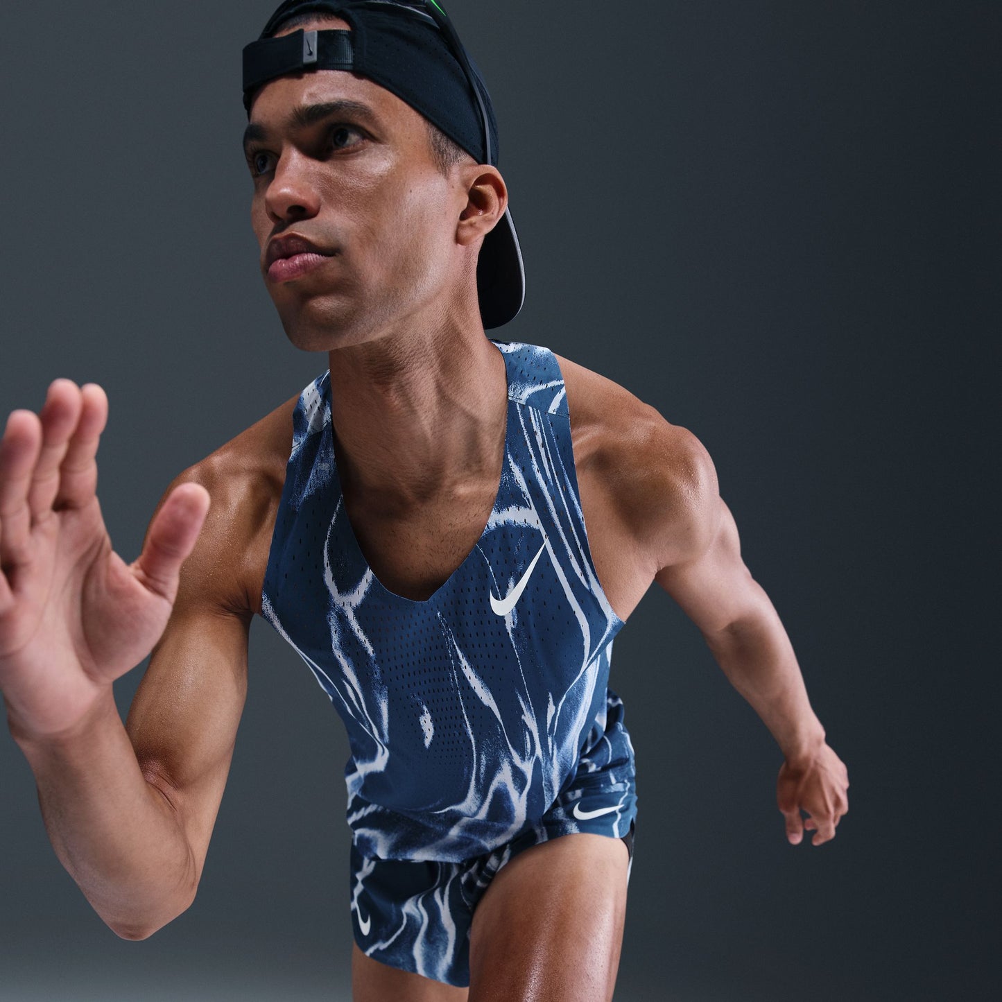 Nike AeroSwift Elite Entry Singlet | Coastal Blue / White | Mens