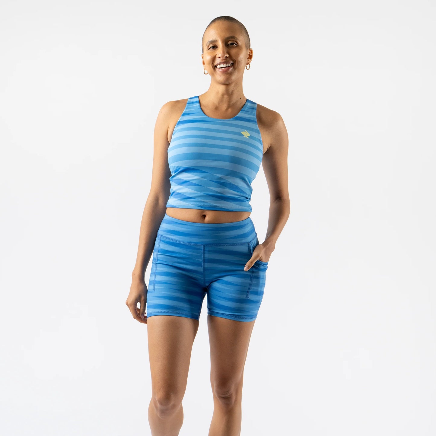 rabbit Speed Leggy 4" Short Tights | Azure Blue Stripe | Womens