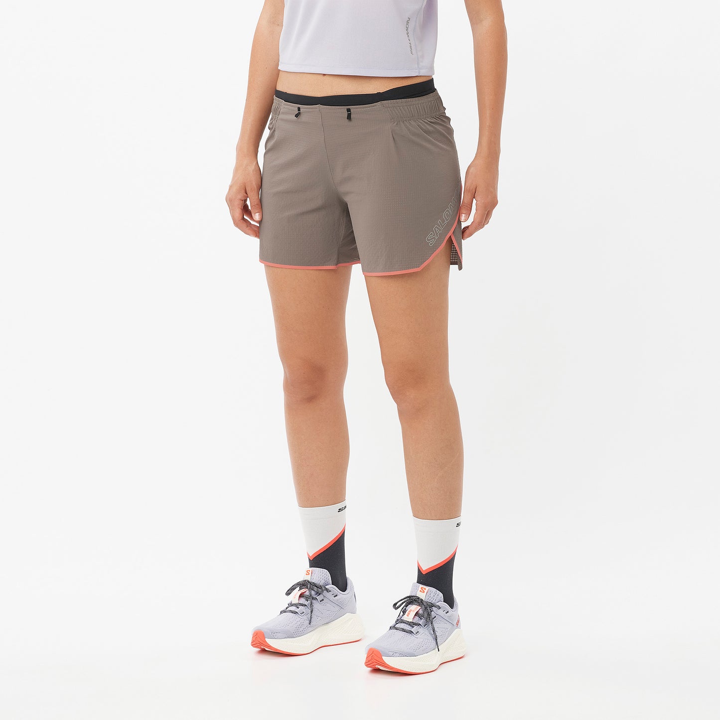 Salomon Sense Aero 5" Shorts | Iron / Neon Flame | Womens