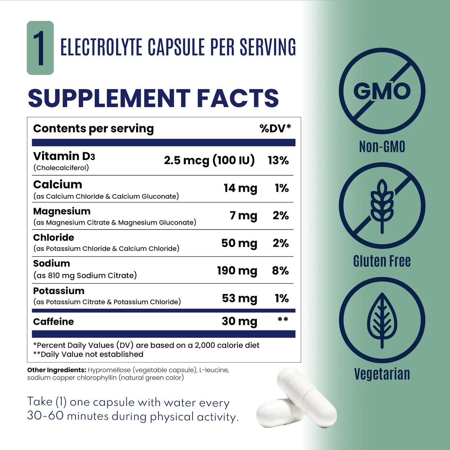 SaltStick Electrolyte Caps + Caffeine | 100 Capsules