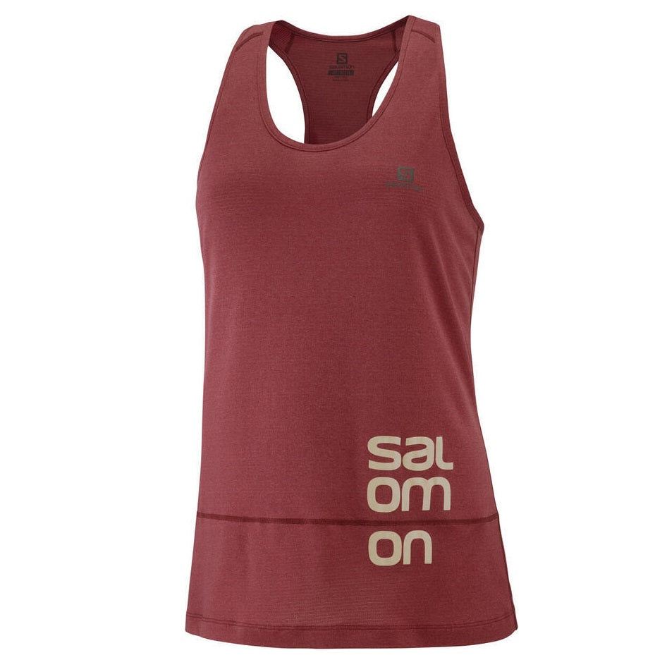 Salomon Cross Run Graphic Tank | Cabernet / Heather | Womens