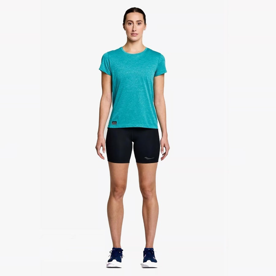 Saucony Stopwatch Short Sleeve Tee | Ink Heather | Womens