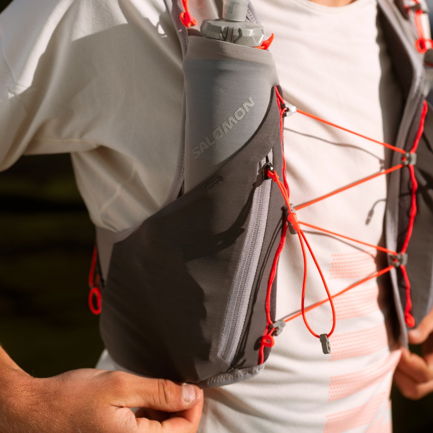 Salomon Sense Aero Tee GFX | Icicle / Neon Flame | Mens