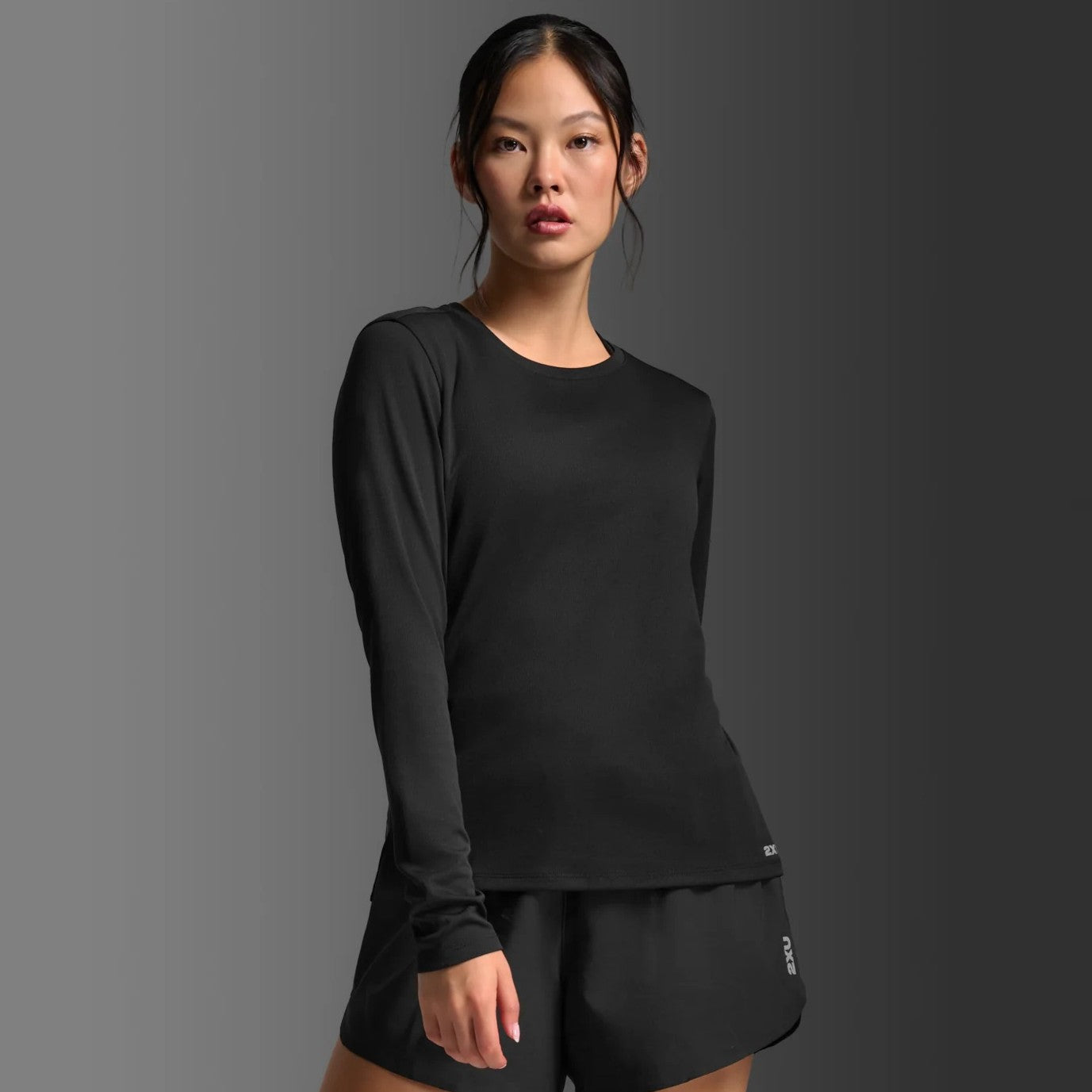 2XU Aero Mesh Long Sleeve Tee | Black / Silver Reflective | Womens