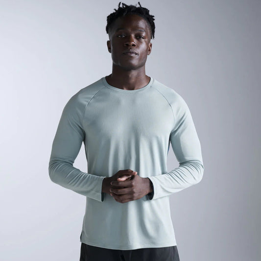 2XU Aero Mesh Long Sleeve Tee | Smoke Blue / Black Reflective | Mens