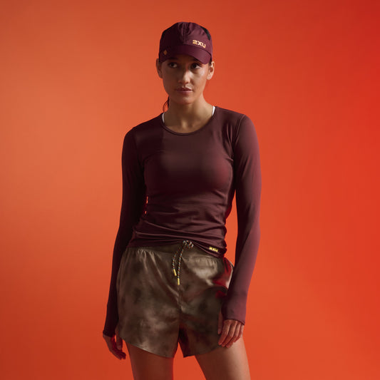 2XU Ignition Grid Base Layer | Earthberry / Wattle Mist Reflective | Womens