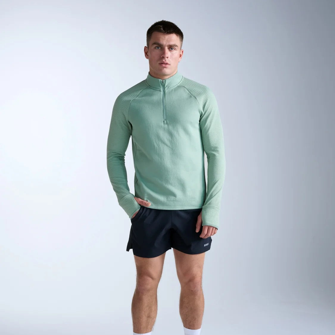 2XU Ignition Haptic 1/4 Zip Fleece | Eucalyptus / Black Reflective | Mens