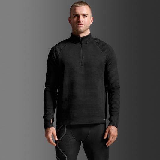2XU Ignition Hyper-Haptic 1/4 Zip Fleece | Black / Silver Reflective | Mens