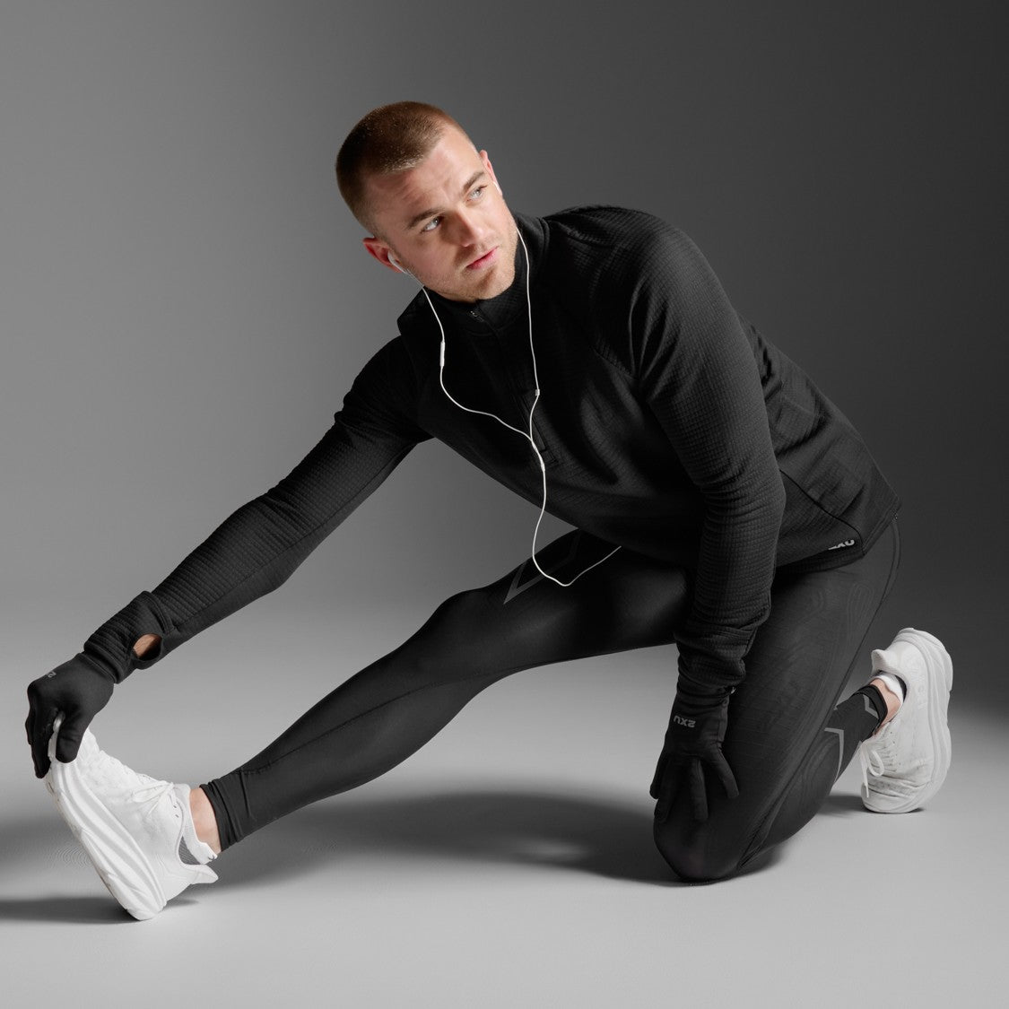 2XU Ignition Hyper-Haptic 1/4 Zip Fleece | Black / Silver Reflective | Mens