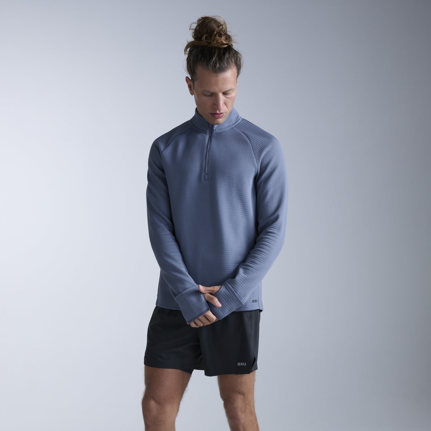 2XU Ignition Hyper-Haptic 1/4 Zip Fleece | Indigo / Black Reflective | Mens