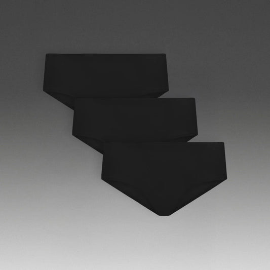 2XU Invisible Hipster Brief | 3 Pack | Black / Black