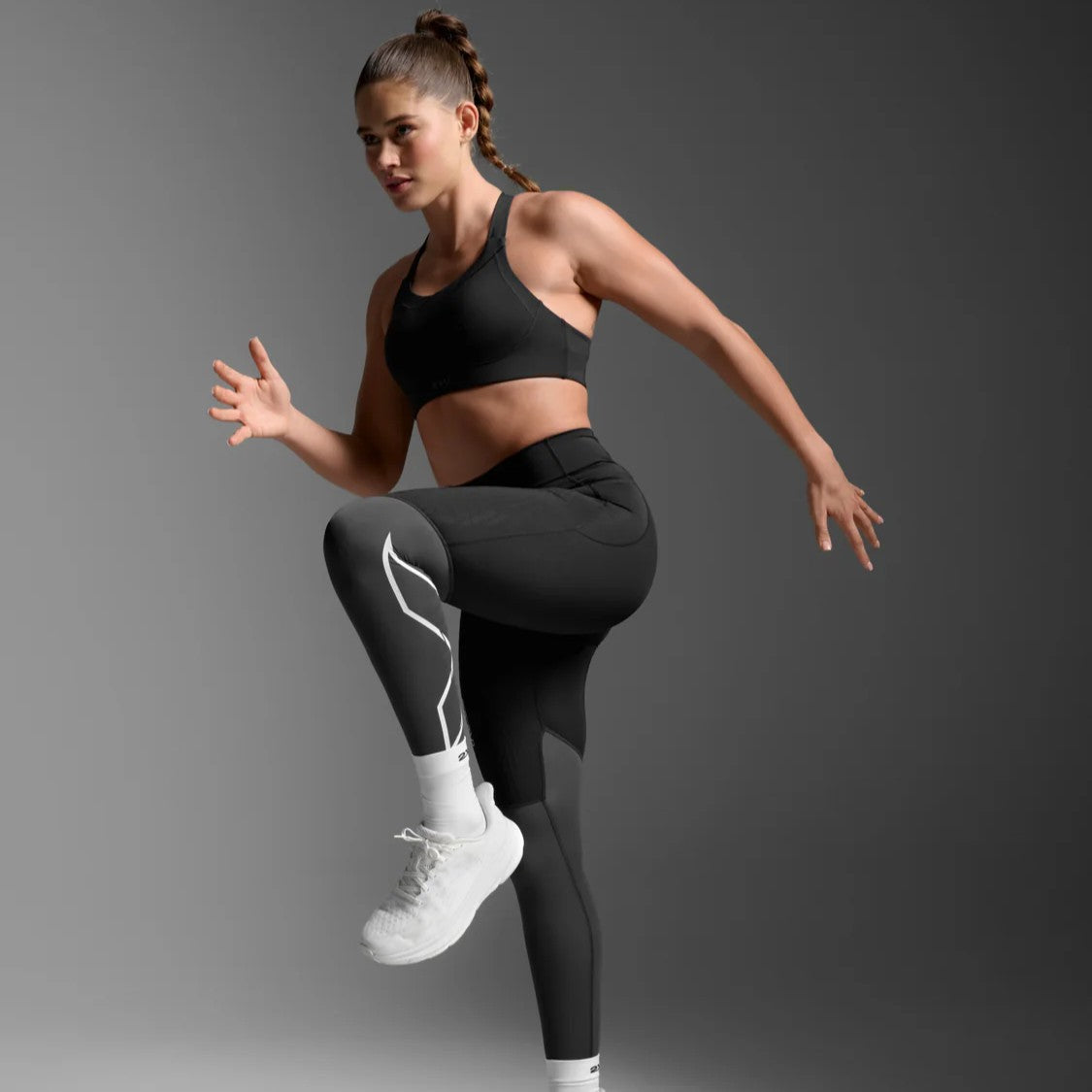 2XU Light Speed High Impact Bra | Black / Silver Reflective | Womens