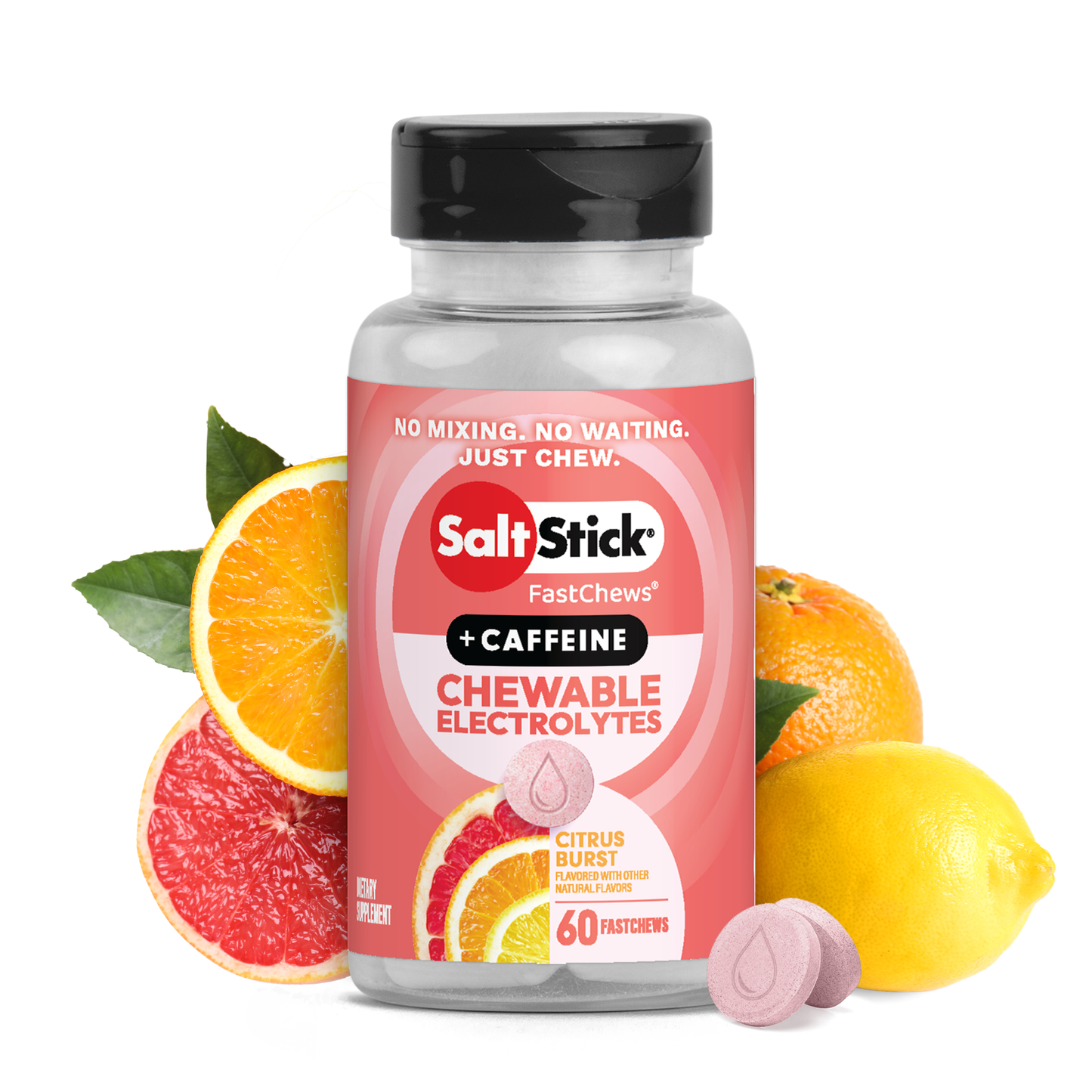 SaltStick FastChews | Citrus Burst with Caffeine | Bottle of 60