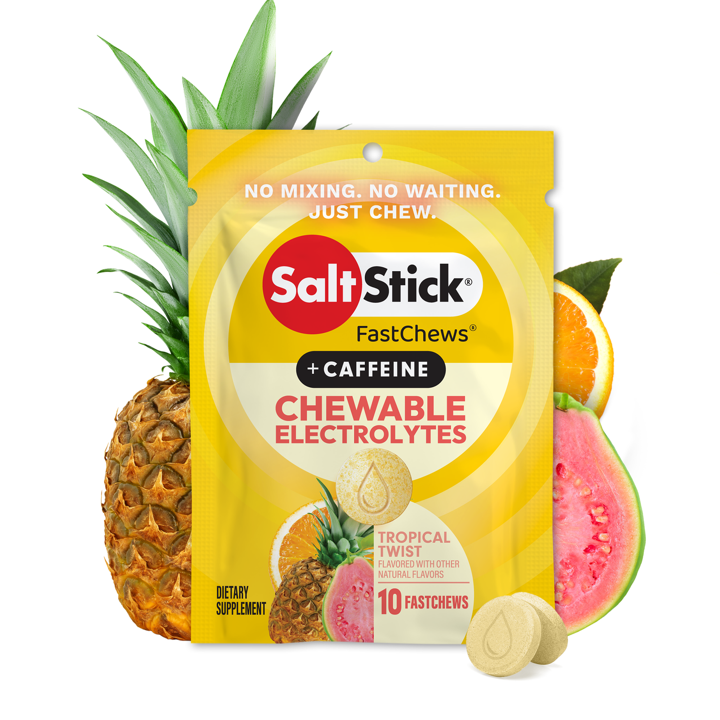 SaltStick FastChews | Tropical Twist with Caffeine | 10 Pack