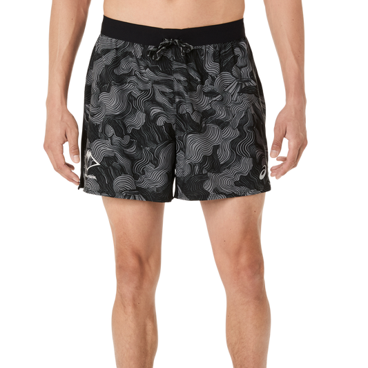 Asics Fujitrail All Over Print 5 Inch Short | Performance Black | Mens