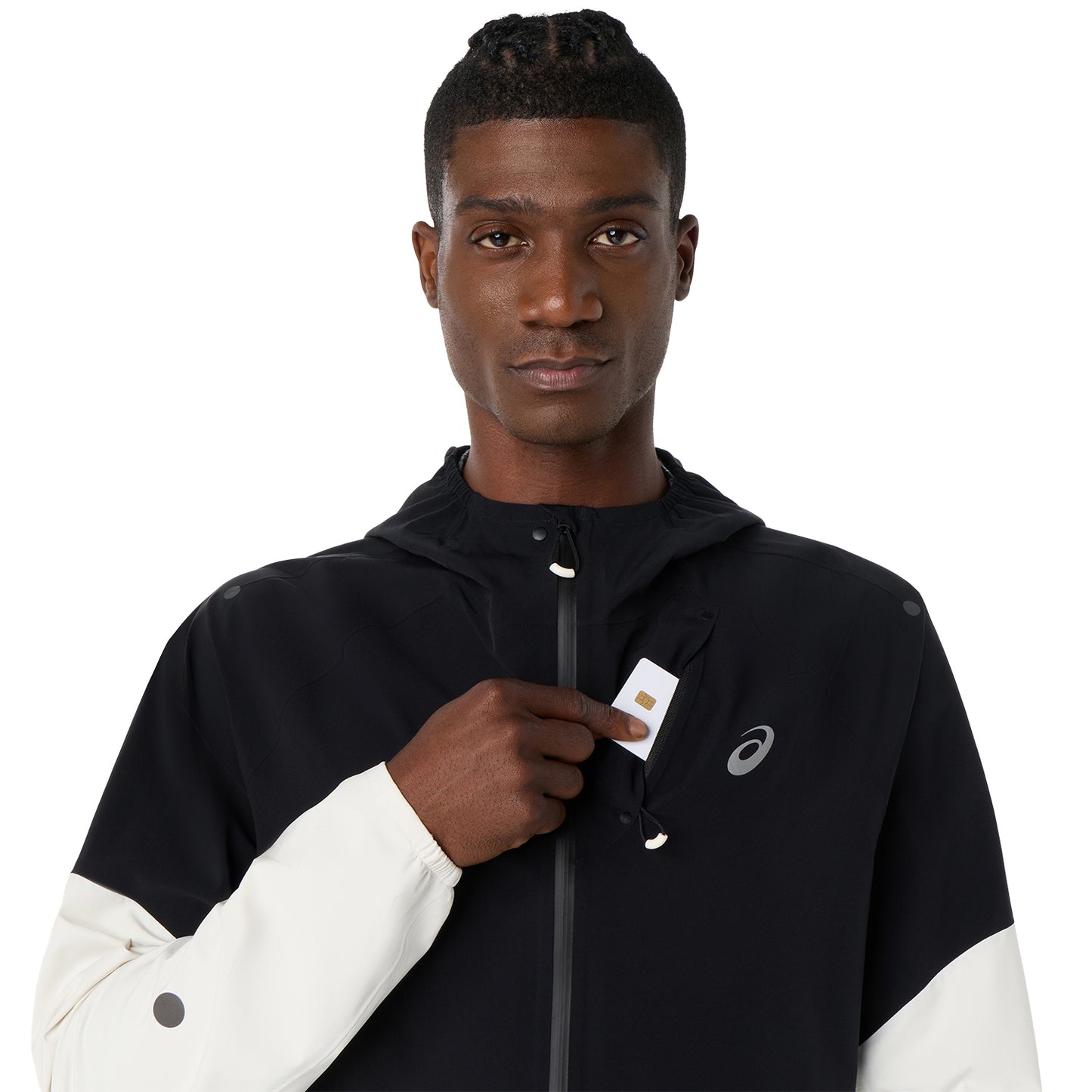 Asics Metarun Legend Waterproof Jacket | Cream / Performance Black | Mens