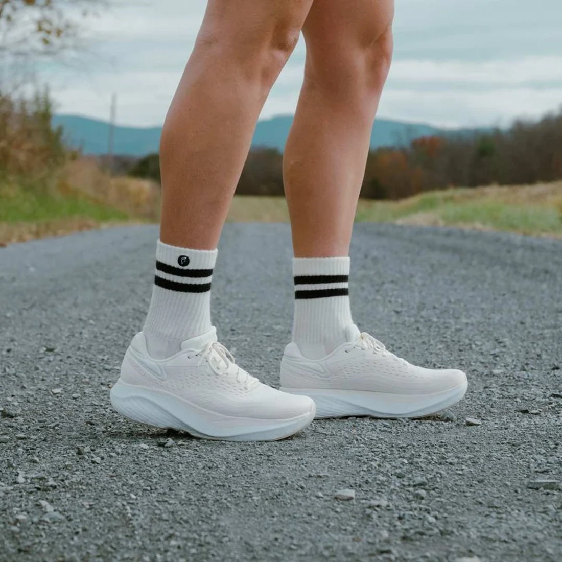 Creepers Iconic Merino Toe Socks | Crew Length | White and Black Stripes