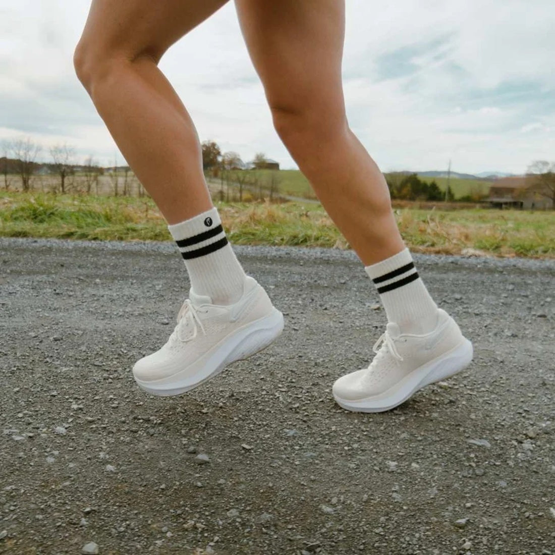Creepers Iconic Merino Toe Socks | Crew Length | White and Black Stripes