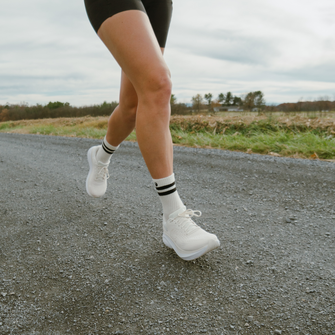 Creepers Iconic Merino Toe Socks | Crew Length | White and Black Stripes