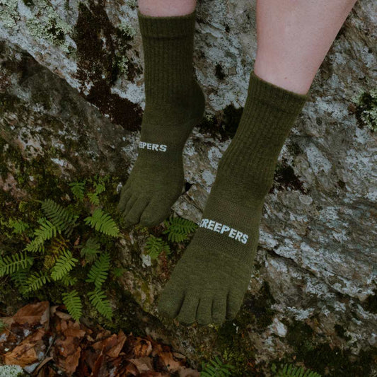Creepers Merino Toe Socks | Crew Length | Camo-Toes Olive Drab