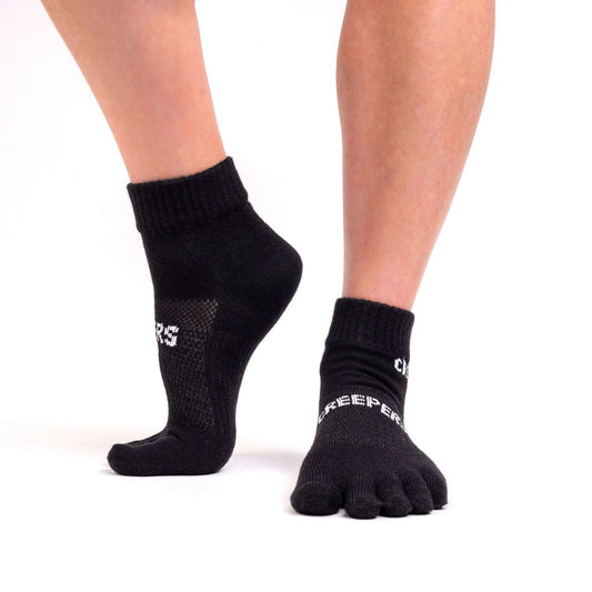 Creepers Merino Toe Socks | Quarter Crew | Black