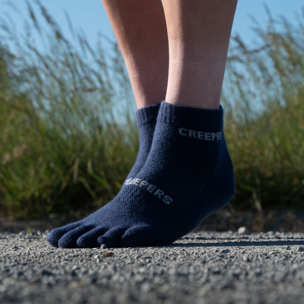 Creepers Merino Toe Socks | Quarter Crew | Dark Navy