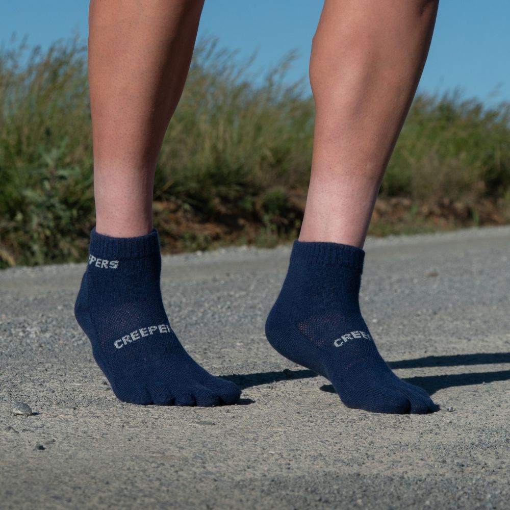 Creepers Merino Toe Socks | Quarter Crew | Dark Navy
