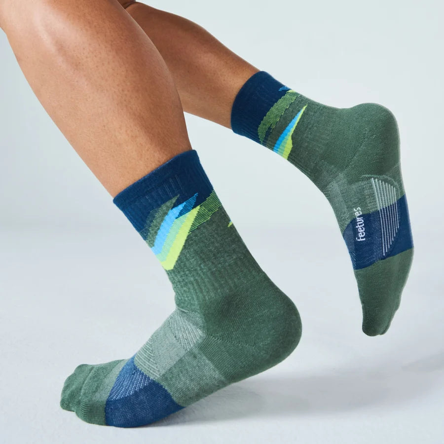 Feetures Trail | Max Cushion | Mini-Crew | Tectonic Green