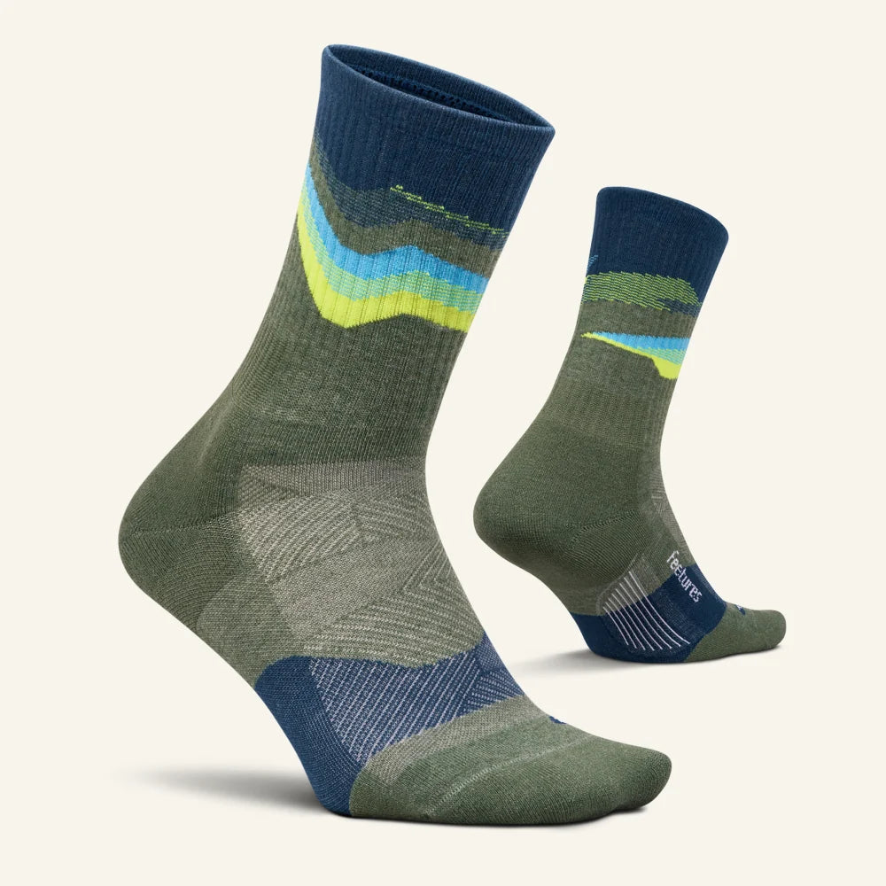 Feetures Trail | Max Cushion | Mini-Crew | Tectonic Green