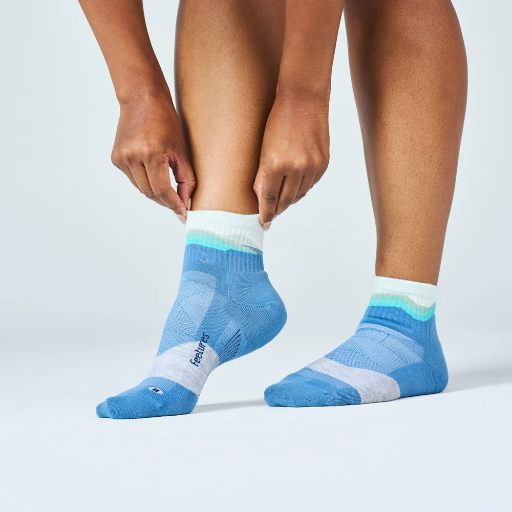Feetures Trail | Max Cushion | Quarter Length | Tectonic Blue