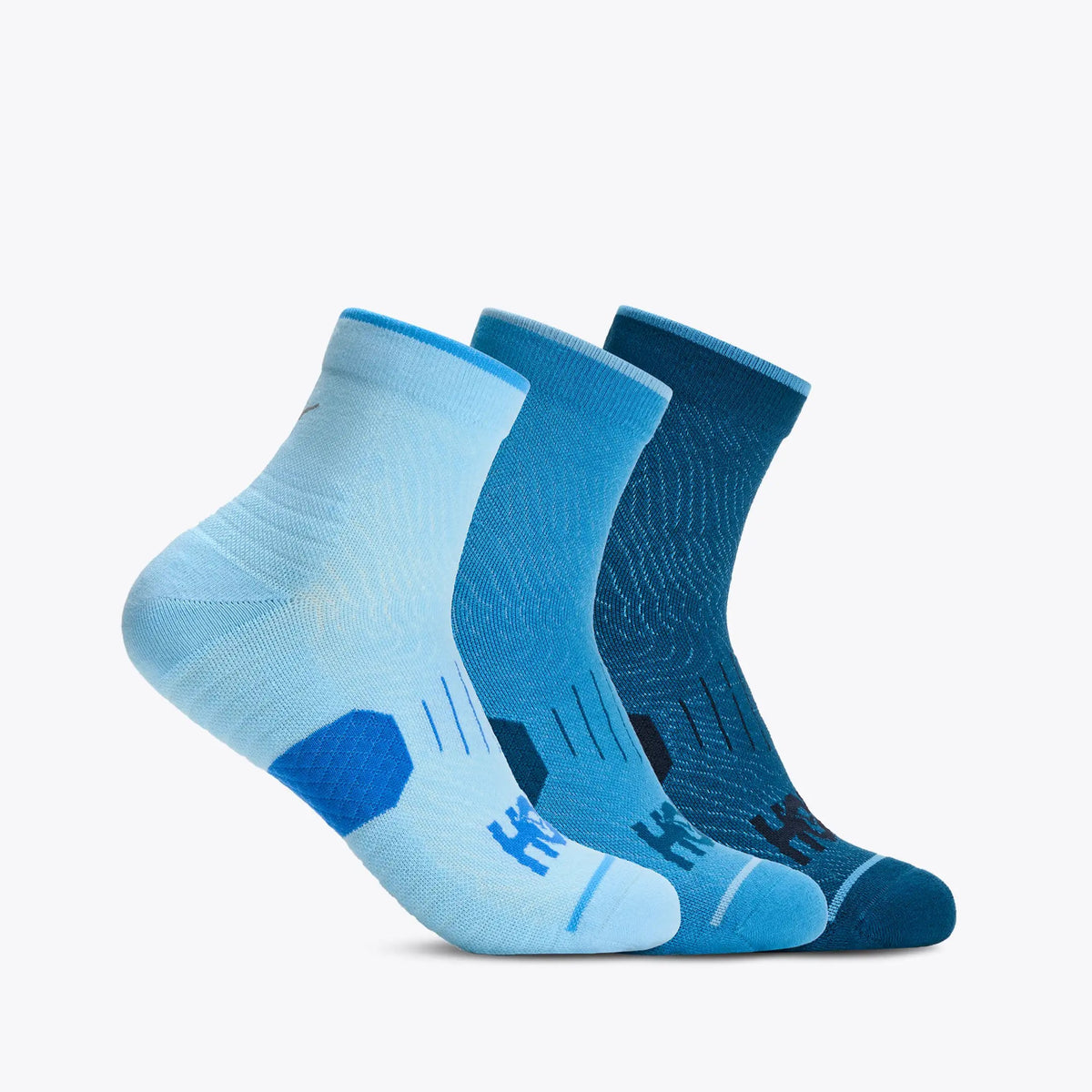 Hoka Quarter Run Sock | 3 Pack | Hazy Blue / Soft Cobalt / Night Glow Blue