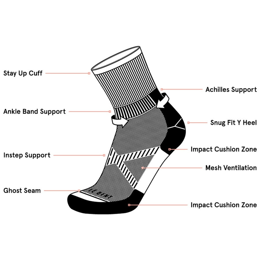 Le Bent Treads Bike Sock | Light | 3/4 Crew Length | Black