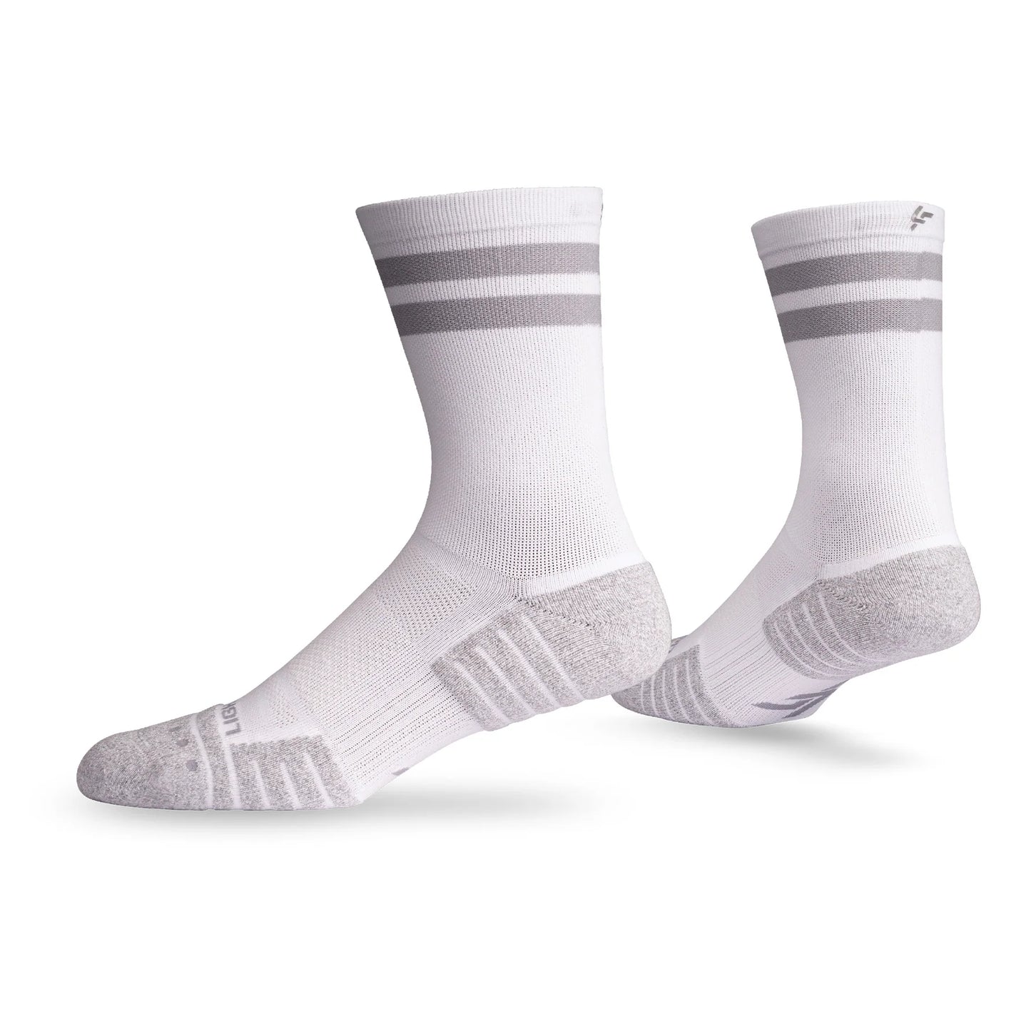 Lightfeet Performance Socks | Midweight | Half Crew | 2 Stripes White