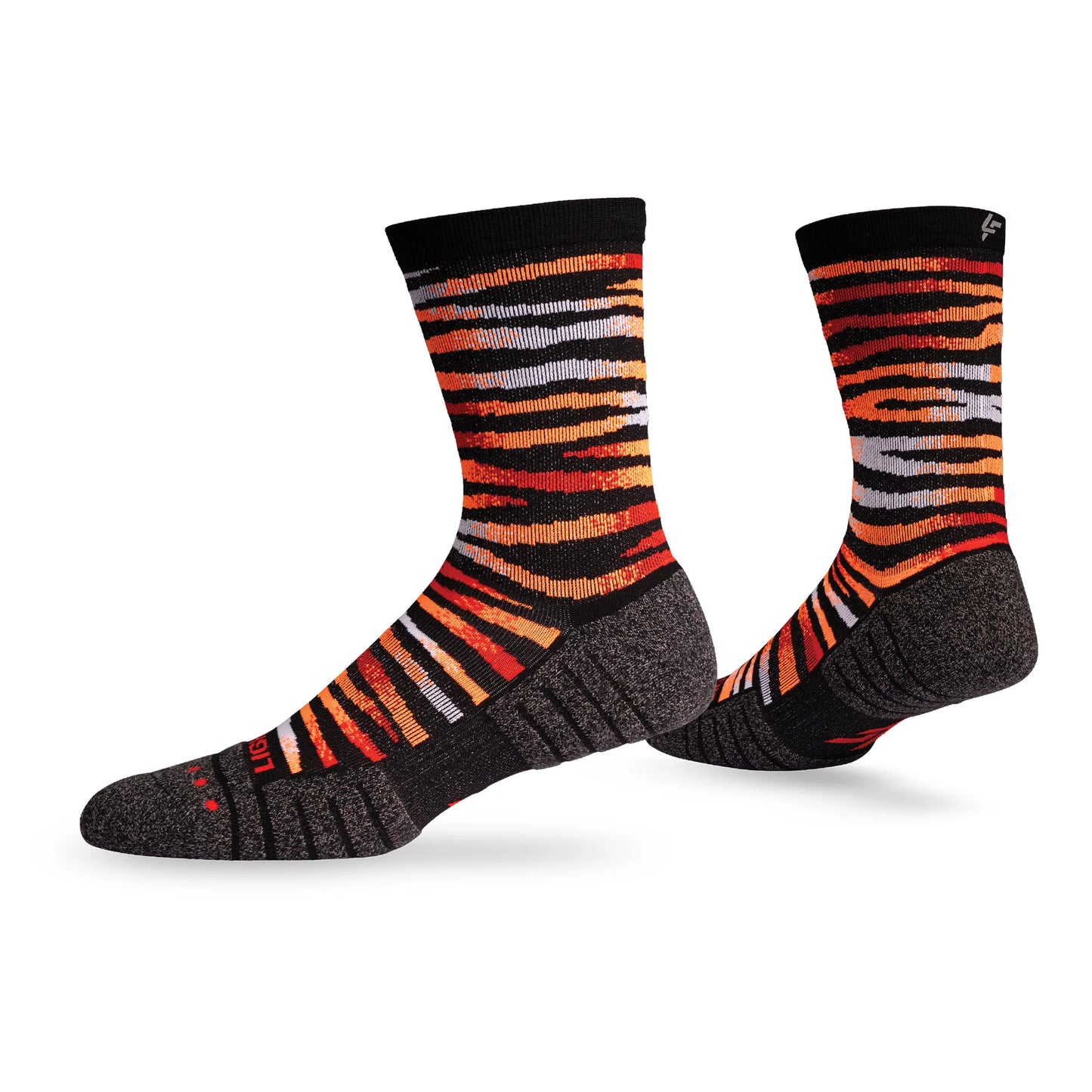 Lightfeet Performance Predator Socks | Midweight | Half Crew | Black / Red / Orange