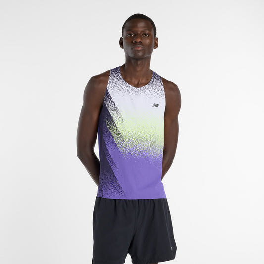 New Balance Race Day Ultra Light Printed Singlet | Electric Purple | Mens