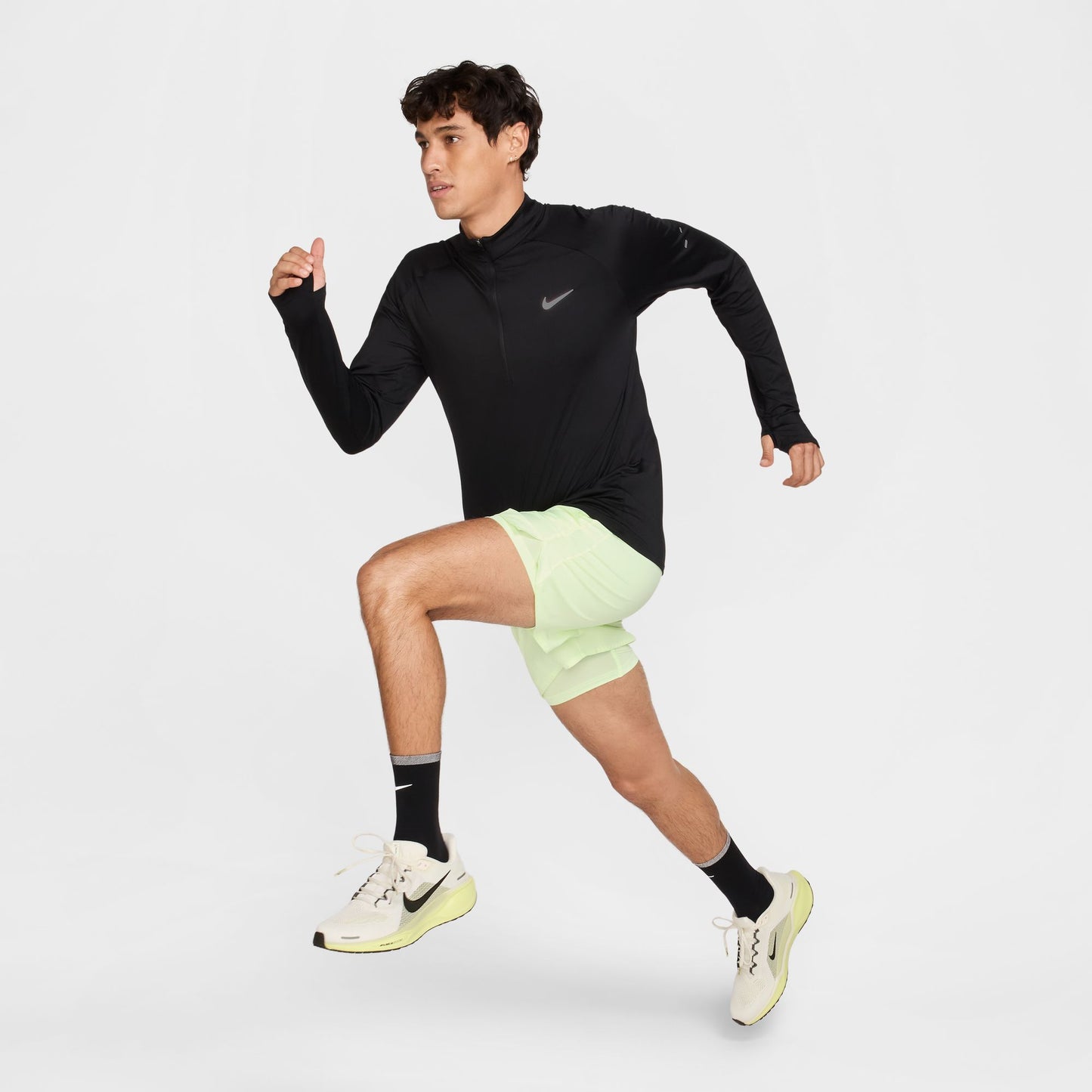 Nike Stride LS Tee | Black / Reflective Silver | Mens