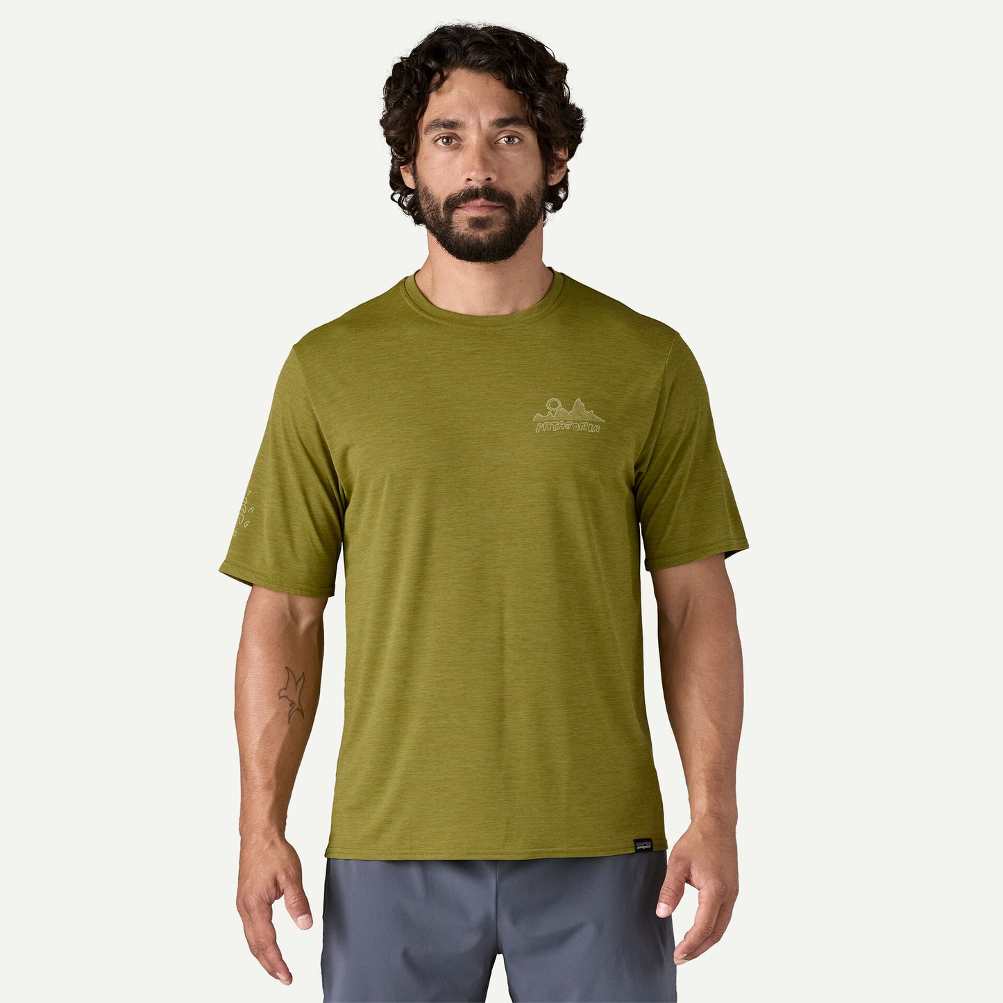 Patagonia Capilene Cool Daily Graphic Shirt - Lands | Wind Runner: Graze Green X-Dye | Mens