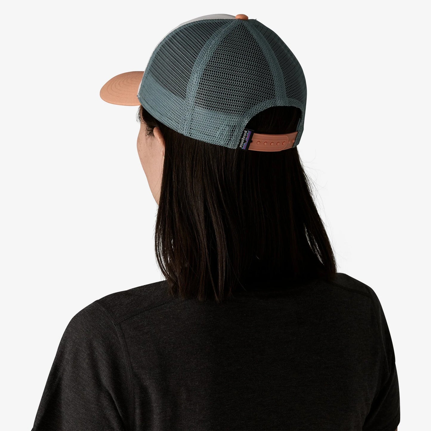 Patagonia P-6 Logo LoPro Trucker Hat | White / Peach Sherbet