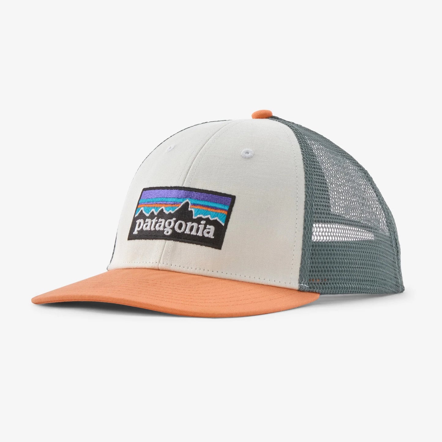 Patagonia P-6 Logo LoPro Trucker Hat | White / Peach Sherbet