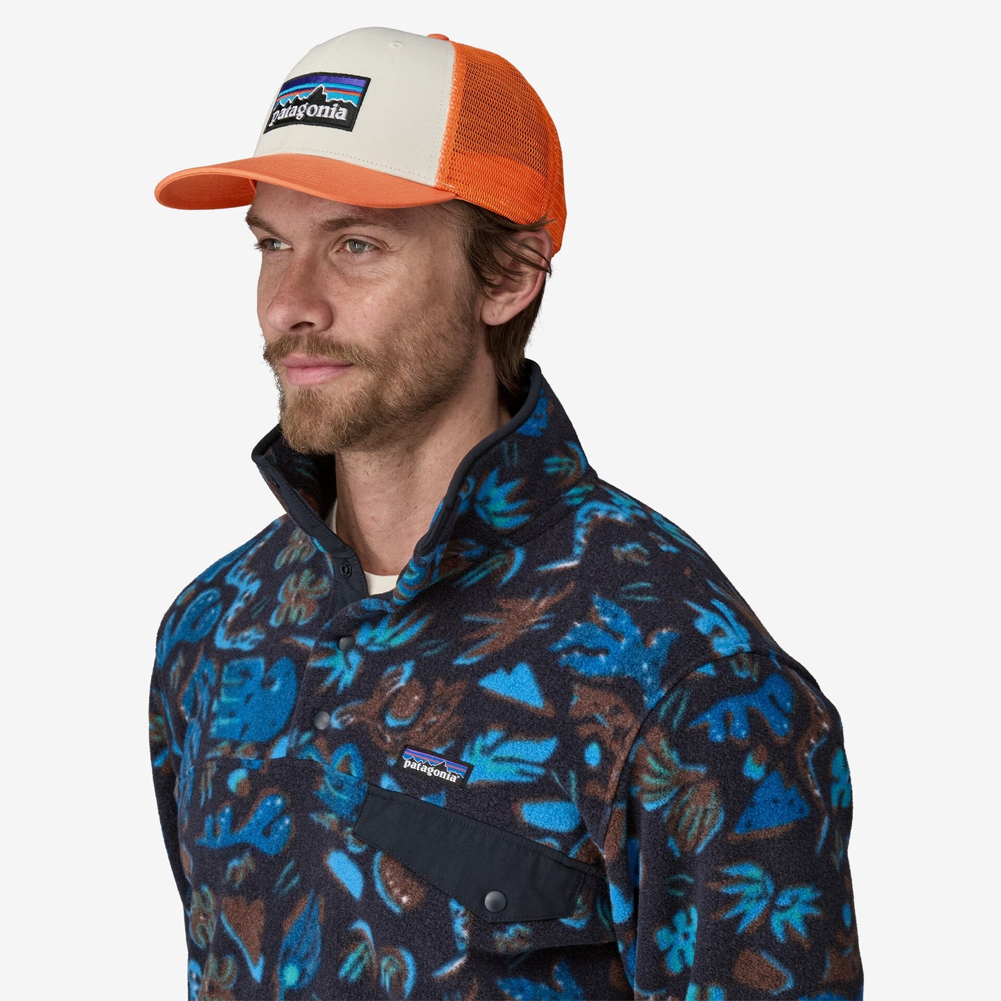 Patagonia P-6 Logo Trucker Hat | White / Redtail Rust