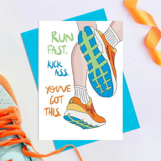 Run Fast, Kick Ass | Greeting Card