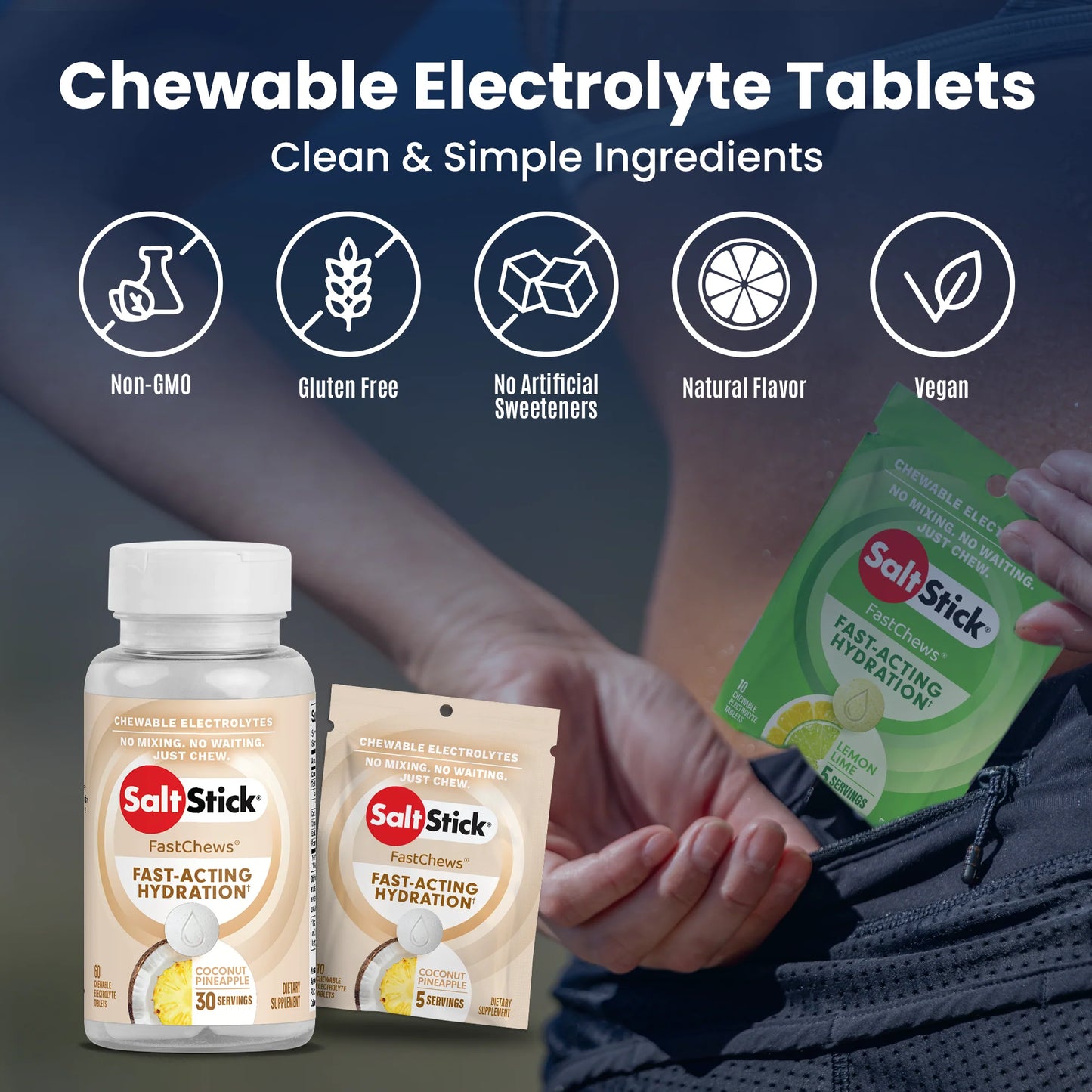 SaltStick FastChews | Coconut Pineapple | Bottle of 60