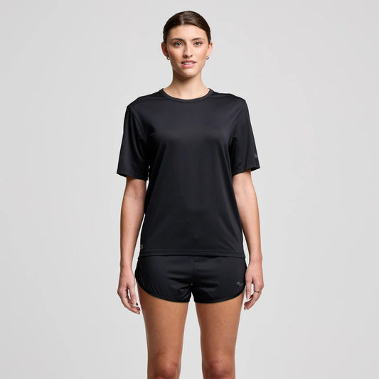 Saucony Stopwatch Short Sleeve Tee | Black | Womens