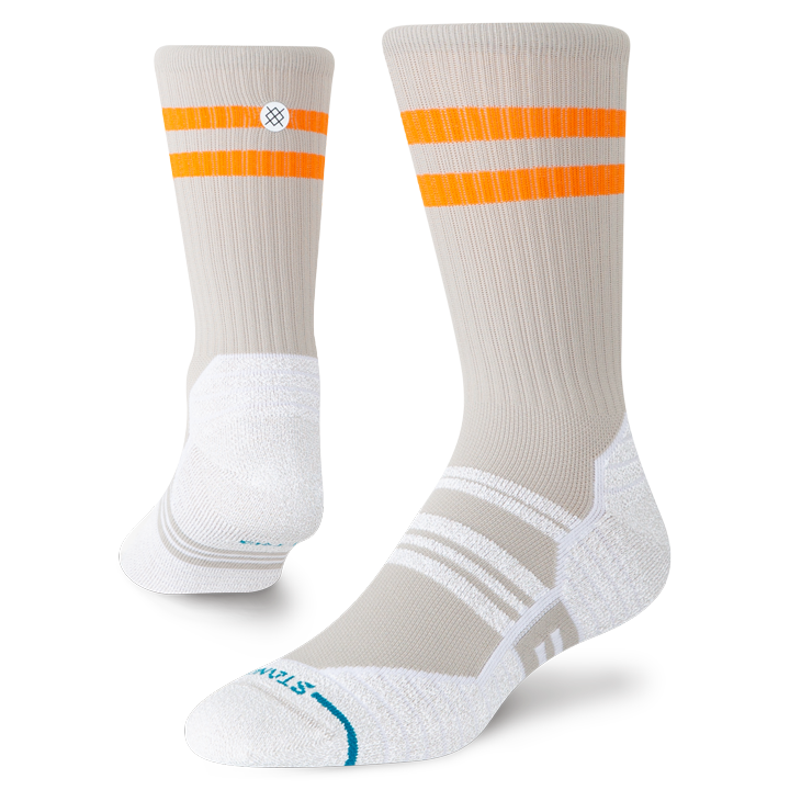 Stance Fusion Grip Socks | Mid Cushion | Crew Length | Splatter Light Grey