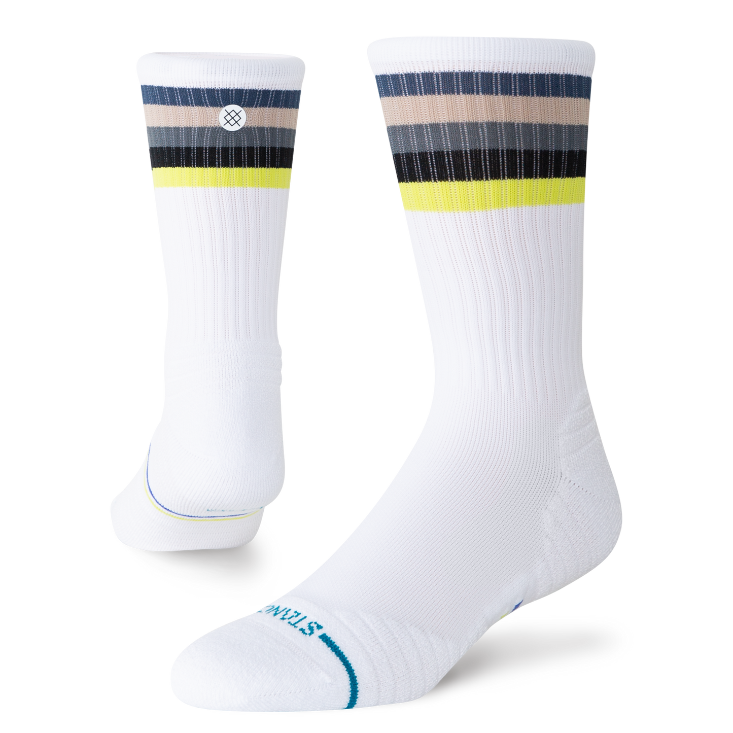 Stance Socks | Mid Cushion | Crew Length | Ribbed Line Up White